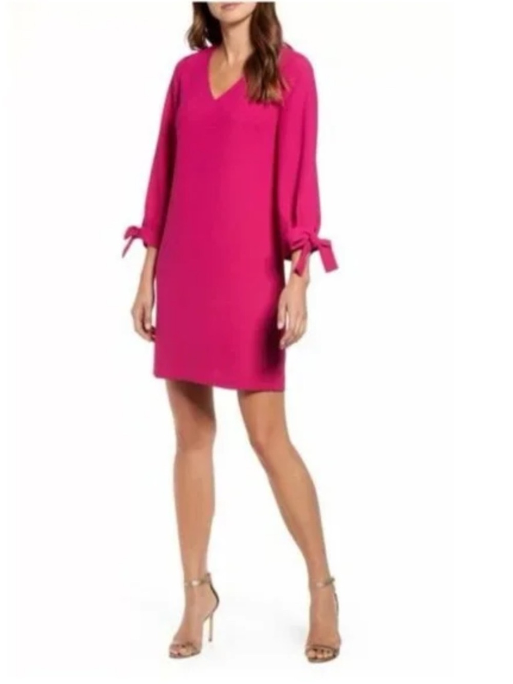 NWT CECE Shift Dress Plumeria Pink Tie Sleeve Essentials